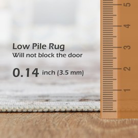 COLLACT Runner 2x5 - Hallway Washable Floral Print Kitchen Vintage Distressed Taupe Non Slip Thin Retro Farmhouse Rug for Bedroom Bathroom Laundry Room Doorway