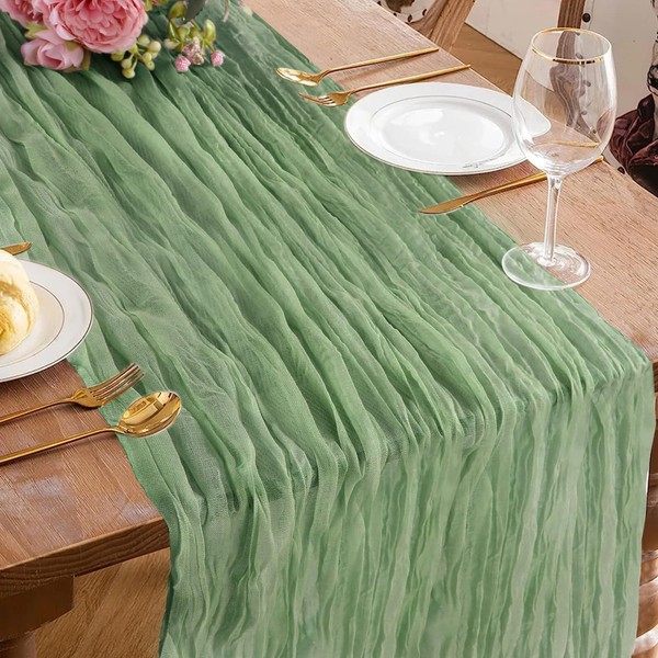 13Ft St Patricks Day Cheesecloth Table Runner, 35x157 Inch Boho