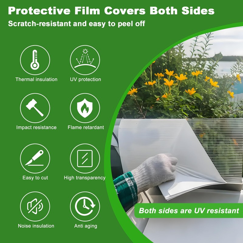 Quibbay 6PCS Polycarbonate Greenhouse Panels, 4' x 2' x 0.32''