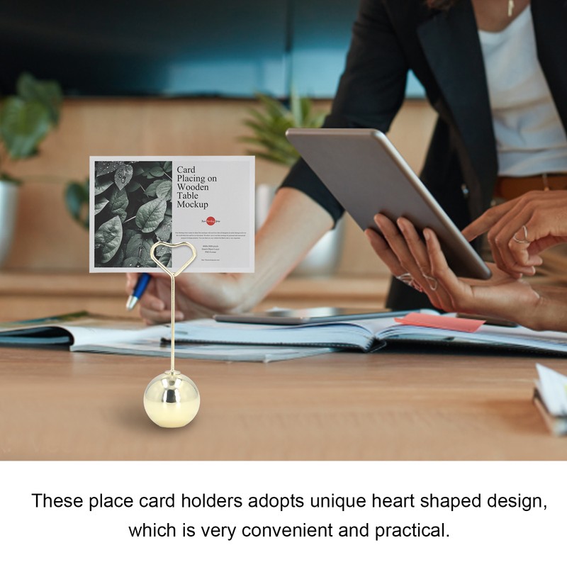 2Pcs Table Number Holder Heart Shaped Firm Stable Premium Metal