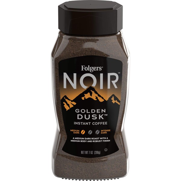 Folgers Noir Golden Dusk Medium Dark Roast Instant Coffee, 7 Ounces (Pack of 6)