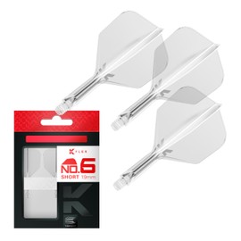 Target K-Flex - Vuelos y Ejes Integrados para Dardos, Transparente, Tallo Corto (19 mm), Vuelo número 6, Juego de 3