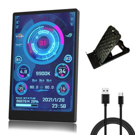 3.5in Computer Temp Monitor, IPS Full View Temperature Display, USB Mini Screen for AIDA64 PC CPU RAM, Plug and Play (Black)