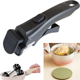 取り外し可能ハンドル ワンタッチ着脱式鍋取っ手 、シリコン断熱マット付き | 3kg耐荷重で安定 | キッチン/アウトドア/お菓子作りに最適 | 主婦/シェフ/キャンプ愛好者向け (ブラック)