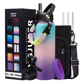 40oz Insulated Water Bottles with Straw and Paracord Handle, Metal Flask Bottle Keep Cold for Cold-48H Hot-24H, Double Vacuum Travel Thermo Mug with Carrying Pouch for Sports Hiking Cycling Running