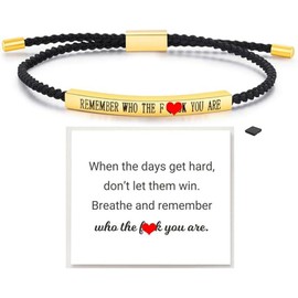 Long tiantian Remember Who The F You Are Bracelet Dont Let The Hard Days Win Bracelet Motivational Bracelet for Women Braided String Inspirational Gifts for Christmas