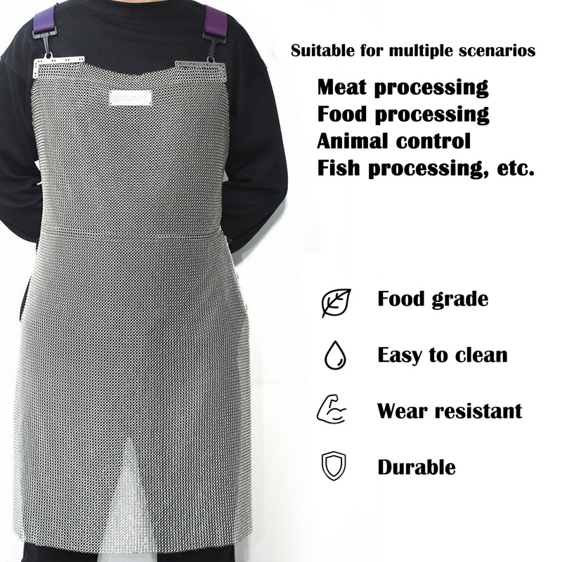 AWIORETON Chainmail Apron for Butcher, Cut Resistant Apron for Meat