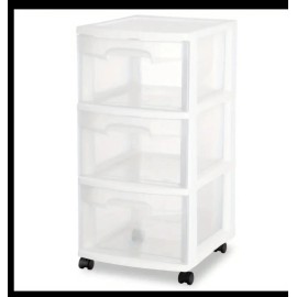 Plastic 3 Drawer Cart White Organizer  Storage Rolling Set Of 1