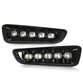 Kojem Fog Light Pair Compatible with 2017 2018 2019 2020 Ford F-150 Raptor Left and Right Fog Lamp w/Turn Signal Bezels Covers Daytime Running Lights White and Amber LED