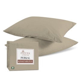 Pizuna Cushion Cover 40 x 80 cm Set of 2 Cotton Simple Taupe Breathable 100% Long Staple Cotton in Percale Weave Pillowcase (Simple Taupe Cushion Cover Set of 2)