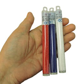 Miyuki Seed Beads Bundle, Size 11/0, Red, White and Blue (23 Gram Tubes x 3)