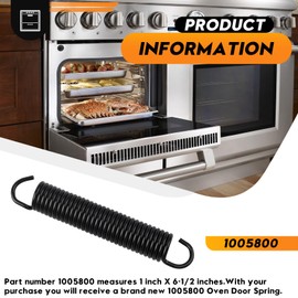 1005800 Oven Door Spring 1 inch x 6-1/2 inches Includes Hooks for Stove/Oven 61425, 2 Pack