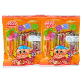 Jin Jin - Jelly Strip (Jelly Filled Straws in Assorted Flavors) - Net Wt. 14.7 Oz. - SET OF 2