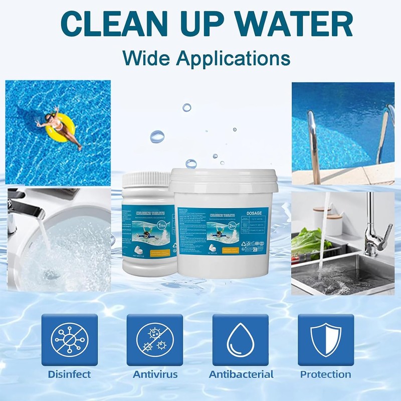 Multifunction Chlorine Tablets for Swimming Pool 1LB Paddling Chlorine Tablets