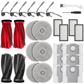 Accessories Kit Compatible with Roborock Saros 10R / Qrevo CurvX G20s Ultra Robot Vacuum Replacement Parts Dual Main Brush Hepa Filter Mop Pads Side Brush Dust Bags Screwdriver Clean Tool