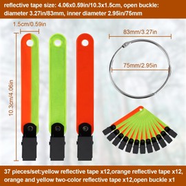 Taicols 36 Reflective Road Signs, High Visibility Path Markers with Opening Buckle Reflective Path Markers, Suitable for Tree Frame Hunting, Outdoor Hiking Camping (Yellow+Orange)
