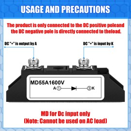 Yexiya MD 55A (50Amp)-16 Solar Diode, DC Blocking Unidirectional in-line Anti Reverse Diode MD 55A-16; Peak Voltage 1600V; AC - 400VAC(1 Pcs)