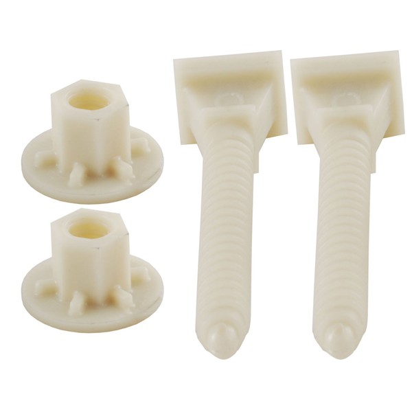 LDR 503 3210 Nylon Toilet Bolt Set with Two Bolts, Two Nuts, Two Washers