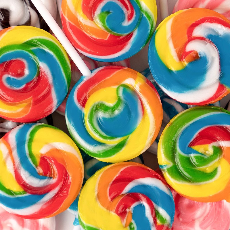 Rainbow Swirl Pops – 12 Fruit-Flavored Vegan Lollipops Individually Wrapped