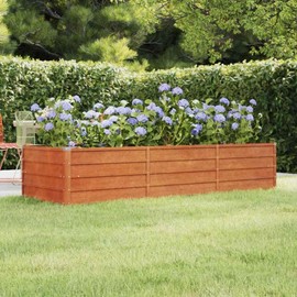 vidaXL y Corten Steel Garden Planter Bed - Large Durable Raised Bed for Patio, Balcony, Outdoor Spaces - 94.5x31.5x17.7 in.