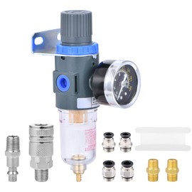 ZHONG AN 1/4 Inch NPT Air Filter Pressure Regulator, Water-Trap Air Tool Compressor Filter with Gauge AFR2000