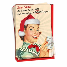 CAB6500 Fat Account Skinny Figure Christmas Funny Greeting Card (12 Pack)