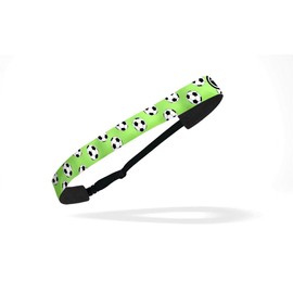 RAVEbandz! Women's Adjustable Elastic Headbands - (Soccer Prints) - for Fashion or Workouts - Non Slip Velvet Lined 1 Inch (Neon Green)