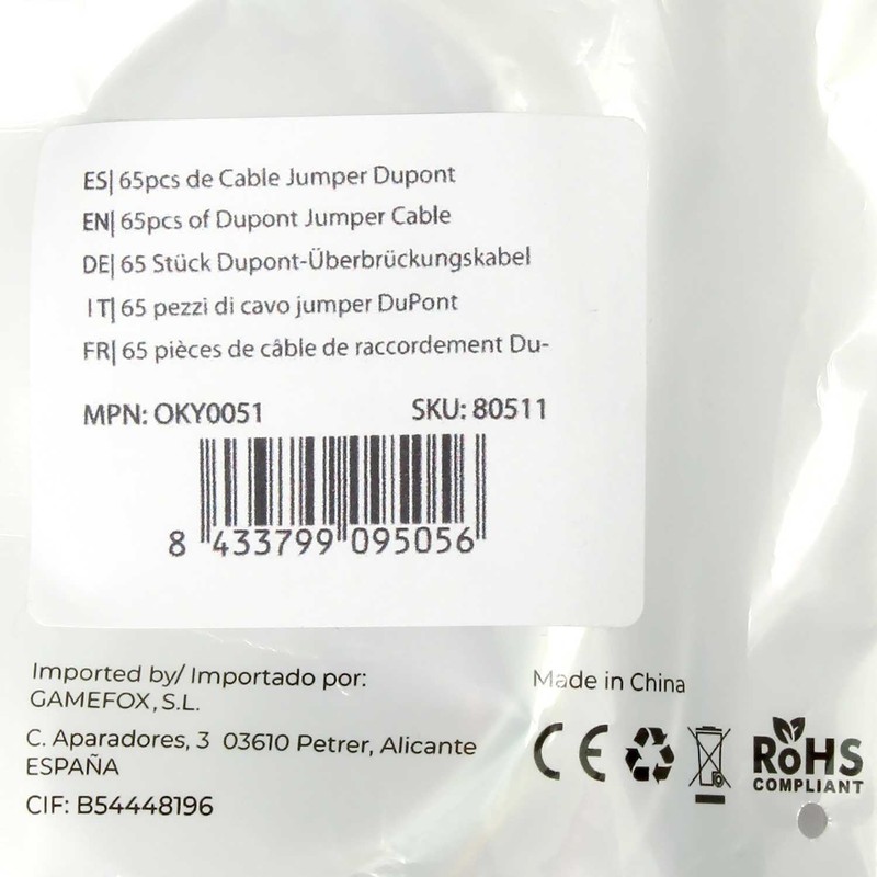 OcioDual Pack of 65 Jumper Cable Pink Male to Male