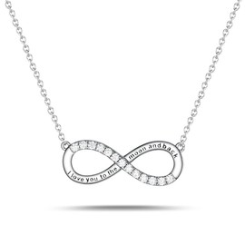 kissdove Engraved Infinity Necklace for Women – I Love You to the Moon and Back – Sterling Silver CZ Sentimental Jewelry Gift for Her