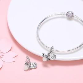 IBAGKE 925 Sterling Silver Charm Beads Pendants for Bracelets Charms birthday christmas Gift mother's day gift for Women (night glow firefly dangle)