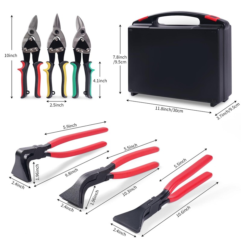 6-in-1 Sheet Metal Tool Set – 3 Hand Seamers &