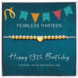 ALoveSoul 13th Birthday Gifts for Girls Adjustable Sterling Silver 13 Beads Bracelet Birthday Presents for 13 Year Old Girls