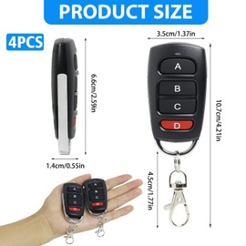 Pack of 4 Universal Garage Door Remote Controls 433 MHz Garage Door Remote Switch Gate Cloning with 4 Channels Clone Remote Switch for Gates and Garages