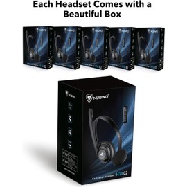 NUBWO USB Headset with Microphone for Laptop PC, Headphones with Noise Cancelling Microphone for Computer, On-Ear Wired Office Call Center Headset for Boom Skype Webinars, 5 Packs