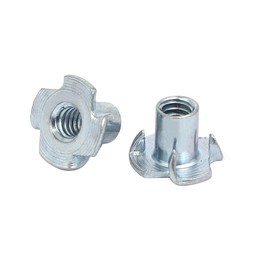 sourcingmap 1/4-inch Thread Dia 12mm Height 4 Prongs Fully Threaded Pronged Tee Nuts T-nuts 5pcs