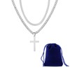 ARWIG 2 Pcs Men's Necklaces, Cross Necklace Silver Chain Necklace