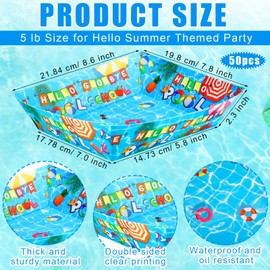 Blushtier 50 Pcs Schools Out for Summer Party Supplies 5 lb Paper Food Trays Large Swimming Pool Paper Serving Snack Trays Hot Dog Trays for School Hello Summer Themed Party Supplies