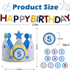 Wenyue Crown Birthday Boys Girls, Children's Party Hats, Crown Birthday Boy, Birthday Crown, Birthday Children's Crown, Crown Children's Birthday, Crown Made of Button Numbers from 0-9, for Children's