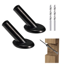 Helffer 20 Pack Black 45 Degree Angle Cable Railing Protector Sleeves, Beveled T316 Marine Grade Stainless Steel Post Protector for 1/8" Wire Rope with Drill Bit, Ideal for Deck Railing Systems