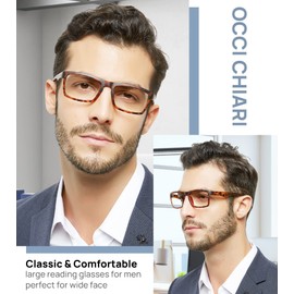 OCCI CHIARI Blue Light Filter Glasses for Men Magnification 0 1.0 1.25 1.5 2 2.25 2.5 3 3.5 4.0 5.0 6.0 (Brown Demi, 4.0)
