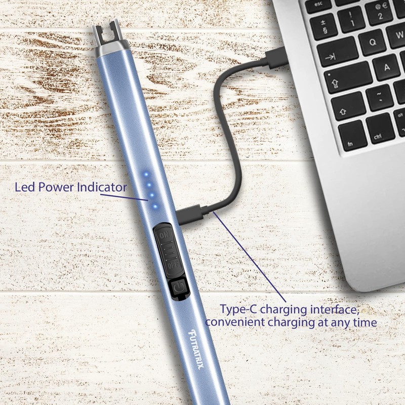Futratrix Electronic Lighter Arc Windproof Flameless USB Rechargeable Lighter with