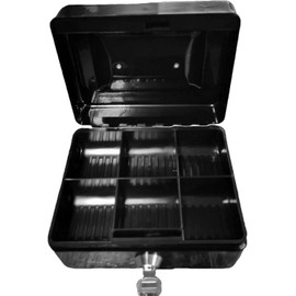 Hyfive® Steel Security Petty Cash Box with Keys & Tray in Black, 6"