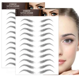 2 Sheets/22 Pairs 4D Hair-Like Waterproof Eyebrow Tattoos Stickers Eyebrow Transfers Stickers Grooming Shaping Eyebrow Sticker for Women Girls (High Arch Eyebrow)