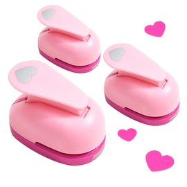 Tilizan Set of 3 Motif Hole Punches, Paper Punches, Children's Motif Punches, 10/15/25 mm for DIY Gift Cards, Crafts, Scrapbooking, Photos, Greeting Cards (Heart)