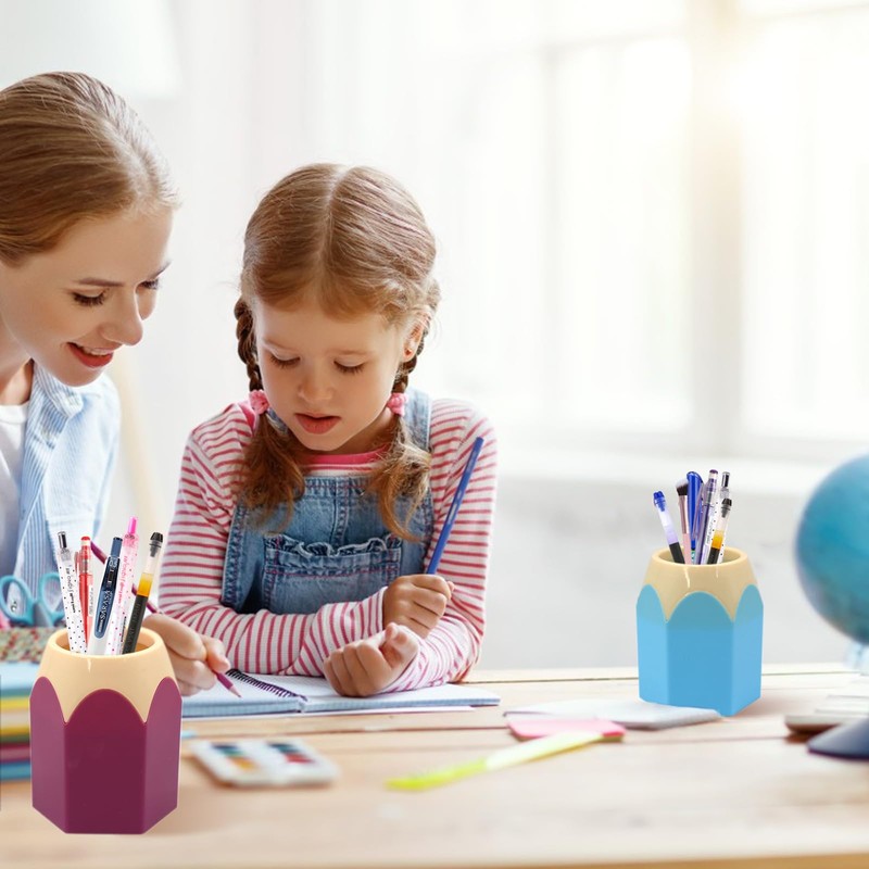 MAINOSHY 5 Pack Pencil Holder Cup, Plastic Pen Vase Pencil