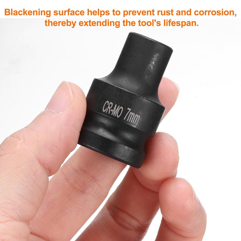 HARFINGTON 4 Point Square Socket 1/2" Drive 7mm Metric Square