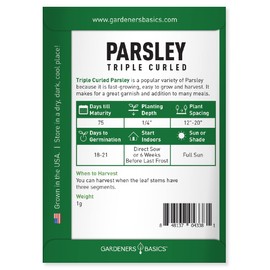 Gardeners Basics, Curled Parsley Seeds for Planting Indoors and Outdoors Heirloom, Open-Pollinated, Non-GMO Curly Herb Variety- Great for Home Gardens and More