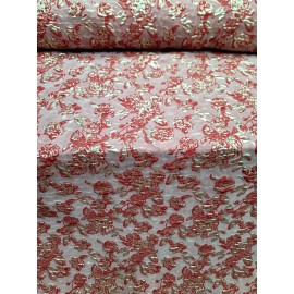 Jacquard Red Gold Jacquard Brocade Fabric By the Yard Metallic Floral For Dress Prom