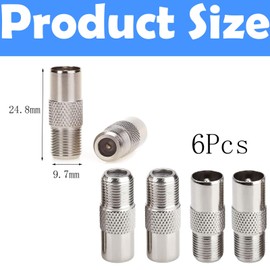 wodehahagou 6 Pcs F-Connectors Adapter to Coax Plug Male to Coax Plug Male TV Coaxial Cable Connectors for Cable Lead Coaxial Tv Aerial Connector F Type to Coax Adapter Tv Aerial Adapter