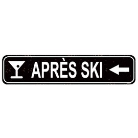 Après Ski Metal Sign - Rustic Barn Board Wall Art for Ski Lodge & Farmhouse Décor, 16 x 4 Inch Bar Sign